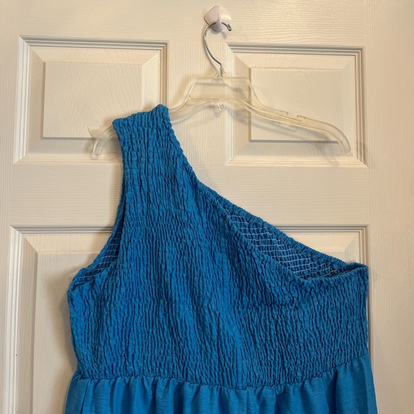 Women's Plus Size Elegant One Shoulder Blue Vacation Summer Swing Dress 18W - Picture 6 of 8